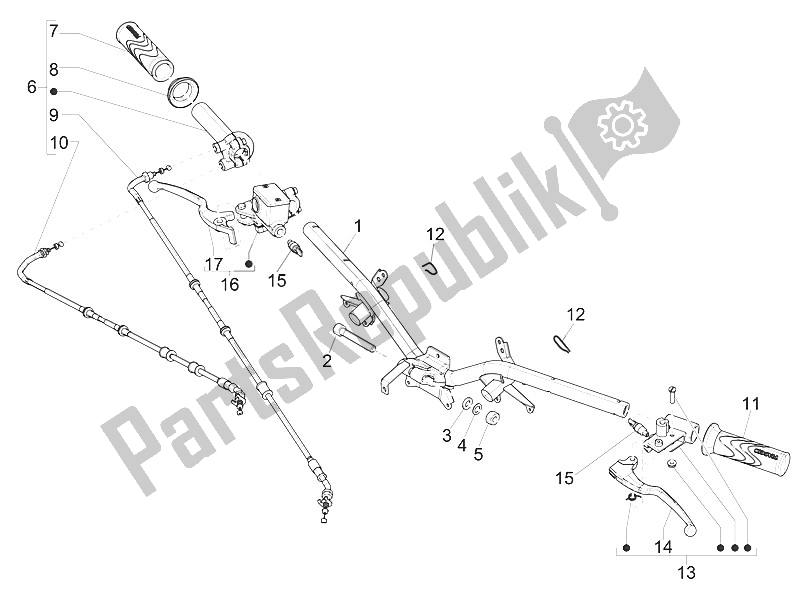 Toutes les pièces pour le Guidon - Master Cil. Du Piaggio Liberty 150 Iget 4T 3V IE ABS Asia 2016