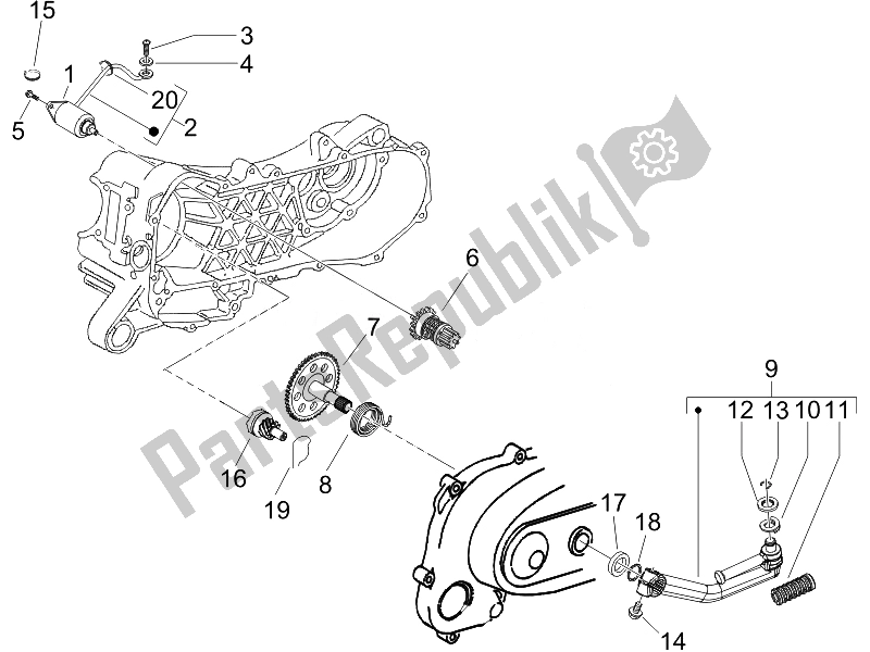 All parts for the Stater - Electric Starter of the Piaggio Liberty 50 4T PTT D 2014