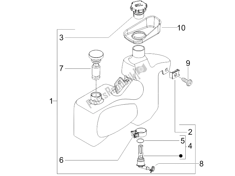 All parts for the Oil Tank of the Piaggio Liberty 50 2T MOC 2009