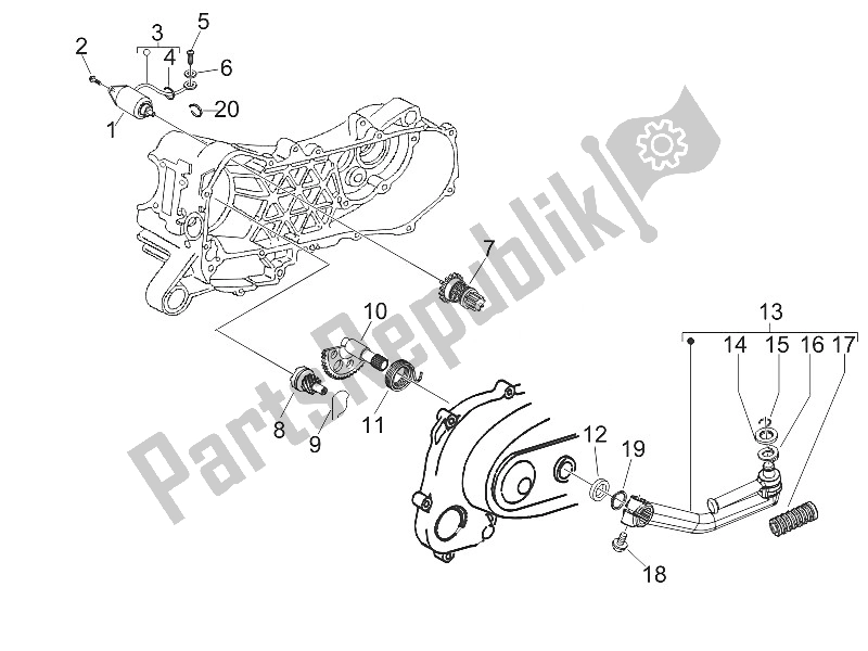 Toutes les pièces pour le Stater - Démarreur électrique du Piaggio FLY 50 4T 2V 25 30 KMH 2016