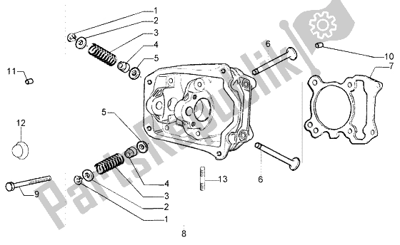 Alle onderdelen voor de Cilinderkop Kleppen van de Piaggio Liberty 200 Leader RST 2002