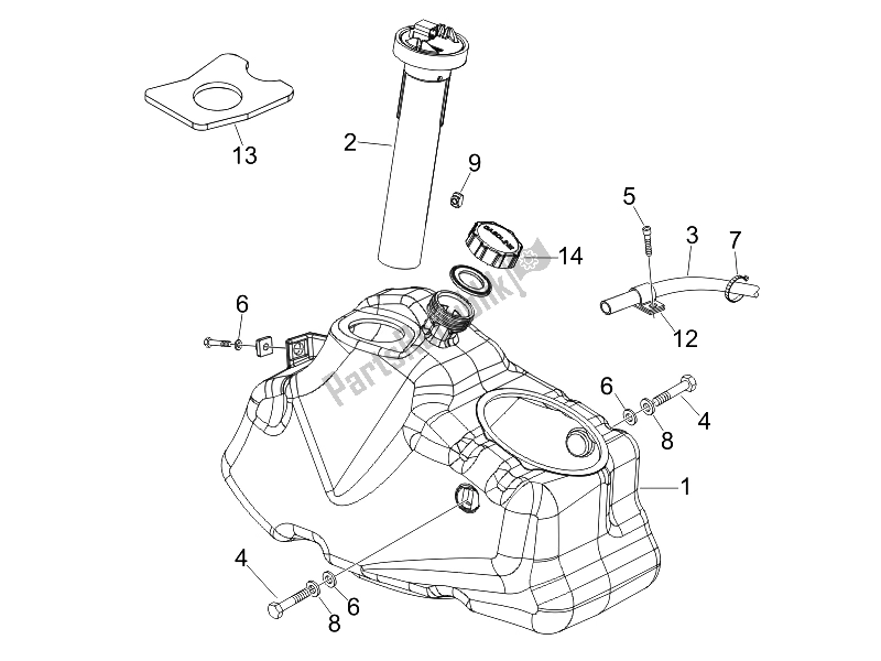 All parts for the Fuel Tank of the Piaggio Beverly 250 Cruiser E3 2007