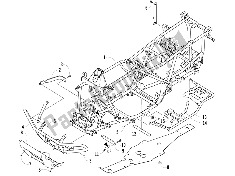 All parts for the Frame/bodywork of the Piaggio Trackmaster 400 Passo Corto 2006