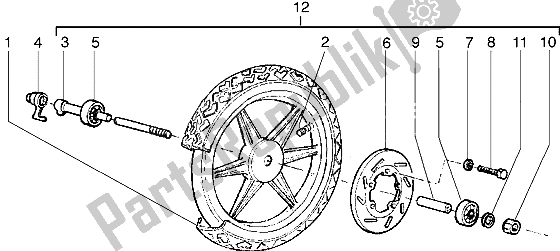 All parts for the Front Wheel of the Piaggio Liberty 50 2T 1997