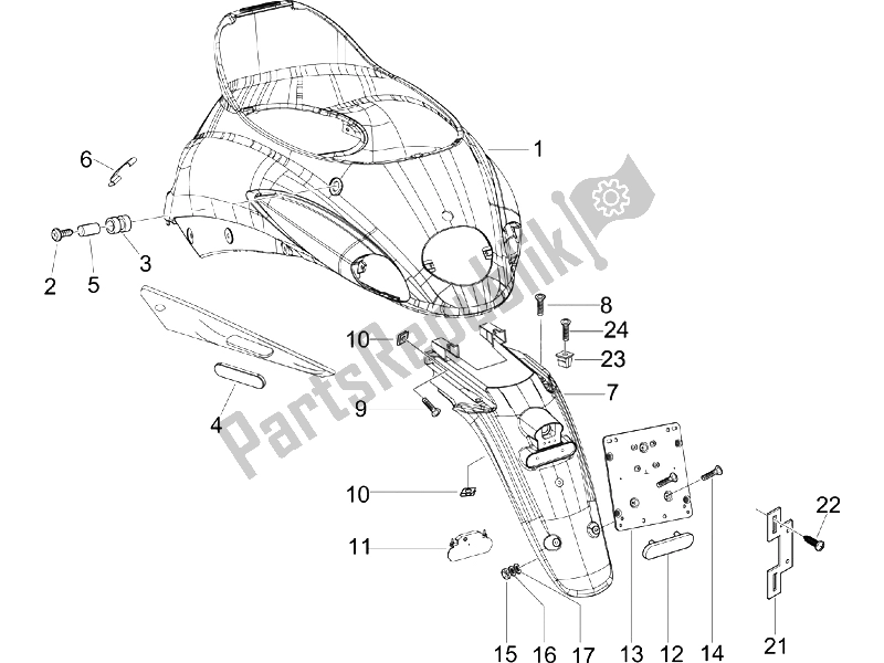 All parts for the Rear Cover - Splash Guard of the Piaggio Liberty 200 4T 2006