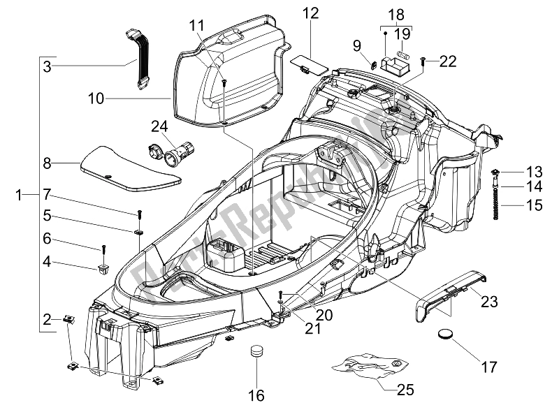 Toutes les pièces pour le Logement De Casque - Sous La Selle du Piaggio MP3 400 IE 2007