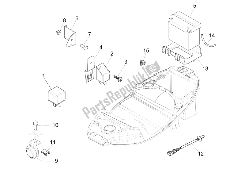 Toutes les pièces pour le Télécommandes - Batterie - Klaxon du Piaggio Liberty 125 4T Delivery E3 2007