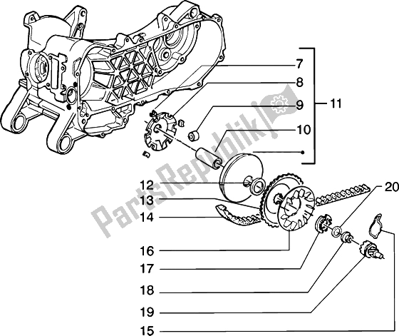 Tutte le parti per il Puleggia Motrice del Piaggio ZIP 50 4T 2002