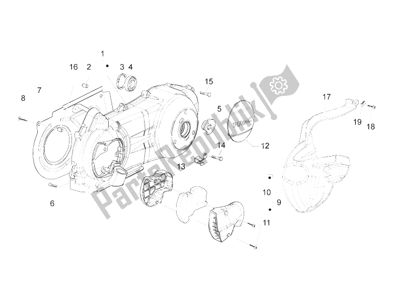 All parts for the Crankcase Cover - Crankcase Cooling of the Piaggio Beverly 300 IE Tourer E3 2009