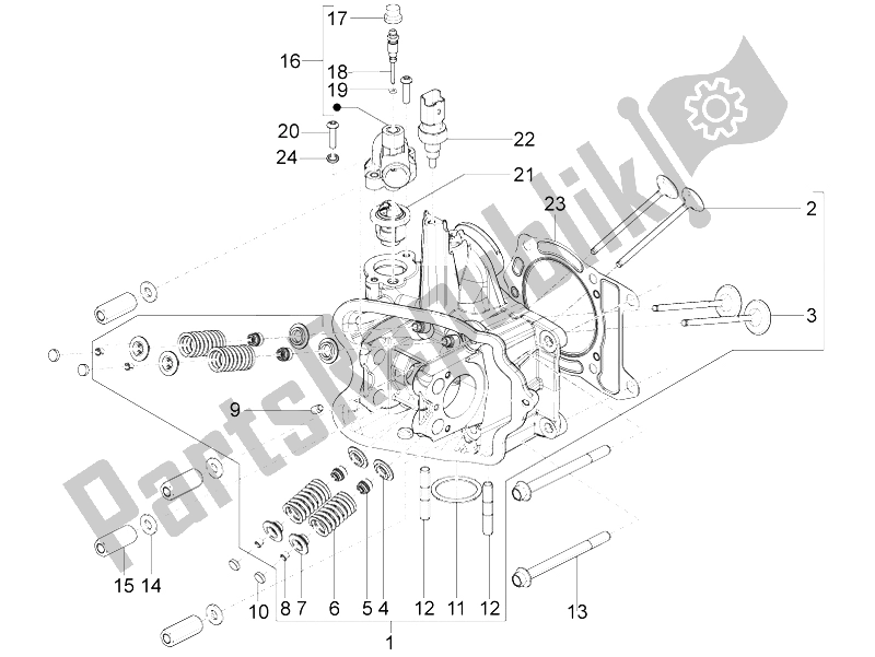 All parts for the Head Unit - Valve of the Piaggio BV 350 4T 4V IE E3 USA CA 2012