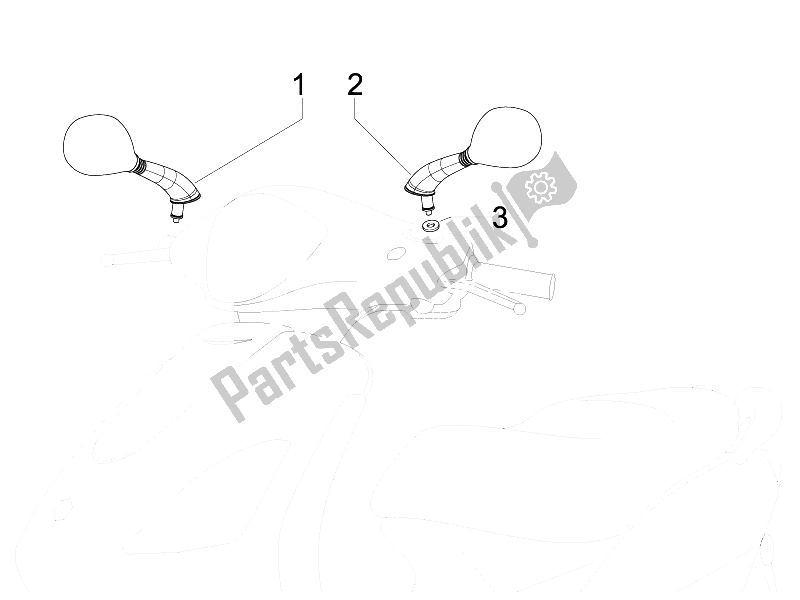 Toutes les pièces pour le Miroir (s) De Conduite du Piaggio FLY 125 4T E3 2009