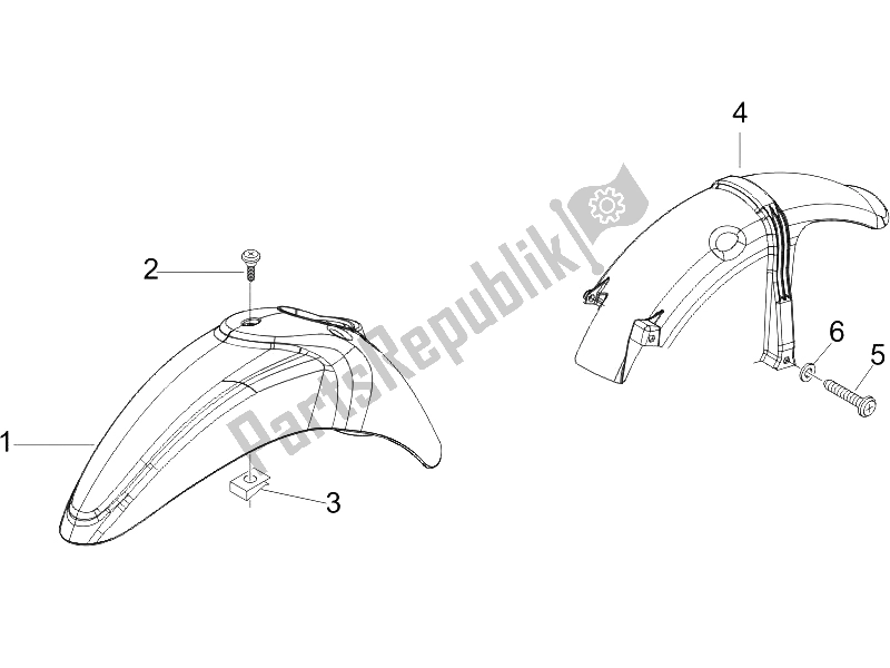 Tutte le parti per il Passaruota - Parafango del Piaggio Liberty 200 4T Sport E3 2006