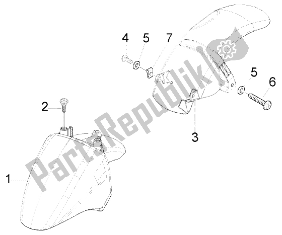 Toutes les pièces pour le Garde-boue Avant Et Arrière du Piaggio FLY 50 4T 2004