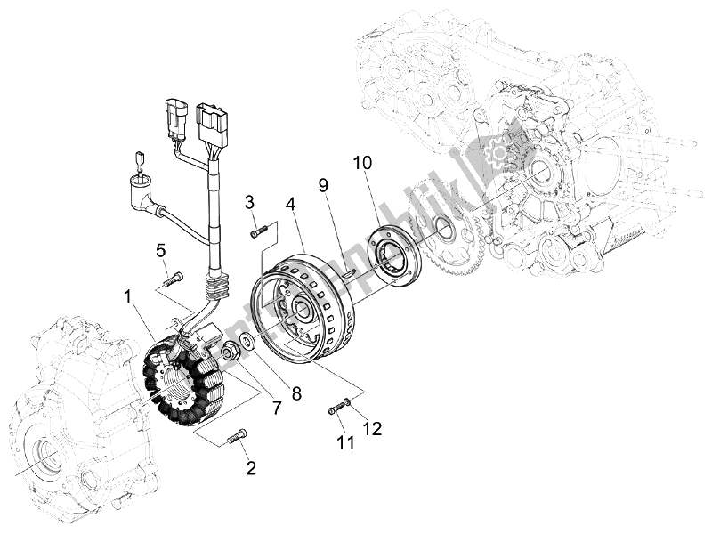Alle onderdelen voor de Vliegwiel Magneto van de Piaggio MP3 250 USA 2007