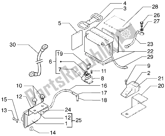 Toutes les pièces pour le Appareils électriques-batterie du Piaggio X9 500 2004