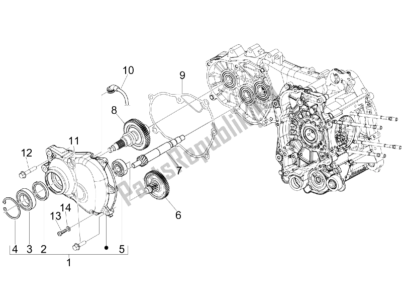 Toutes les pièces pour le Unité De Réduction du Piaggio MP3 125 Ibrido 2009