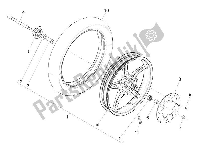 Toutes les pièces pour le Roue Avant du Piaggio Liberty 150 4T 2V IE E3 Vietnam 2011