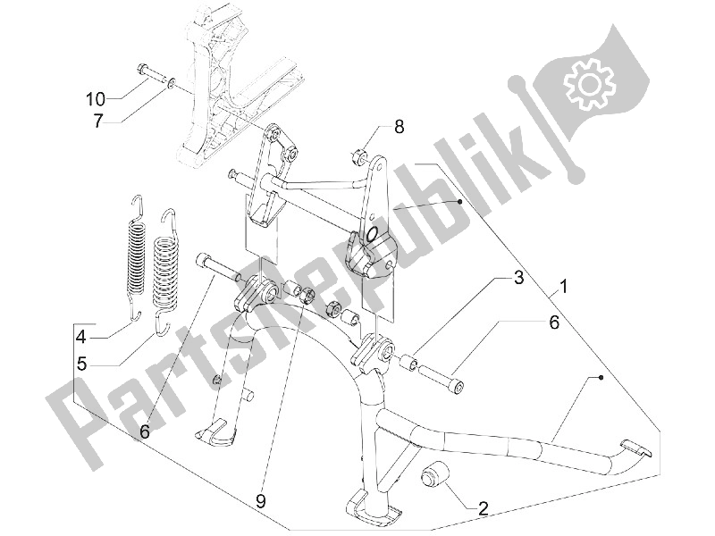 All parts for the Stand/s of the Piaggio MP3 400 RL Touring 2011