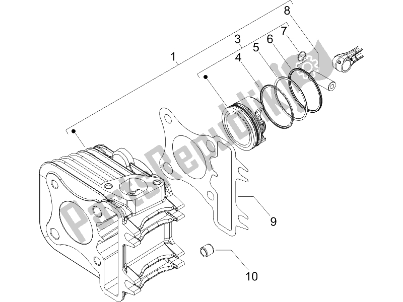 Toutes les pièces pour le Unité Cylindre-piston-axe De Poignet du Piaggio Liberty 50 4T Delivery 2006