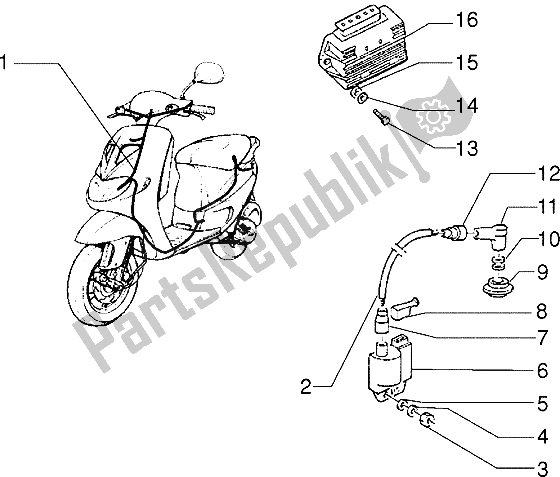 All parts for the Electrical Devices of the Piaggio ZIP SP 50 1996