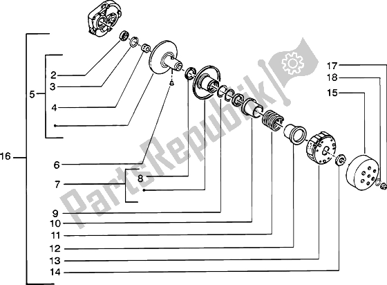 Todas as partes de Polia Conduzida do Piaggio ZIP Catalyzed 50 2000