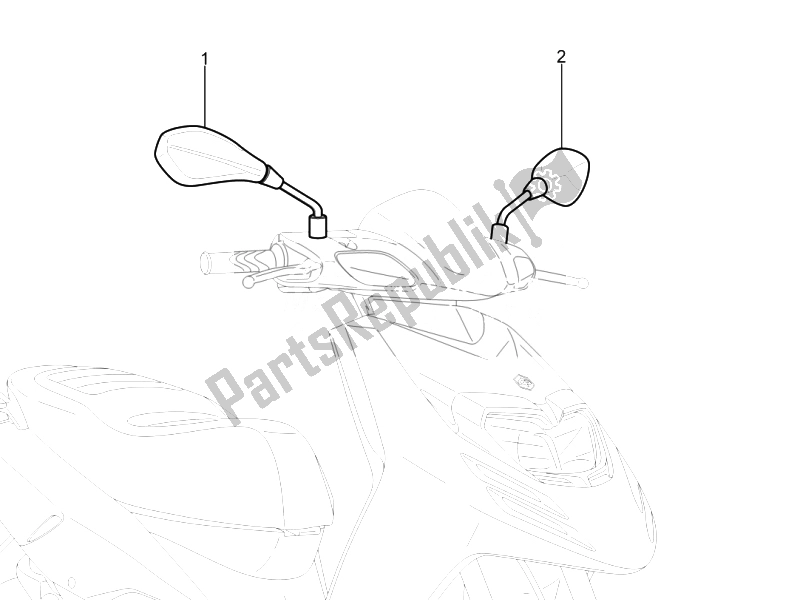 All parts for the Driving Mirror/s of the Piaggio Typhoon 125 4T 2V E3 2010
