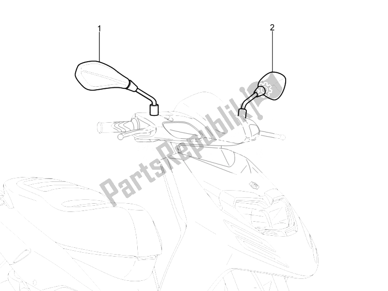 Tutte le parti per il Specchio / I Di Guida del Piaggio Typhoon 125 4T 2V E3 2010