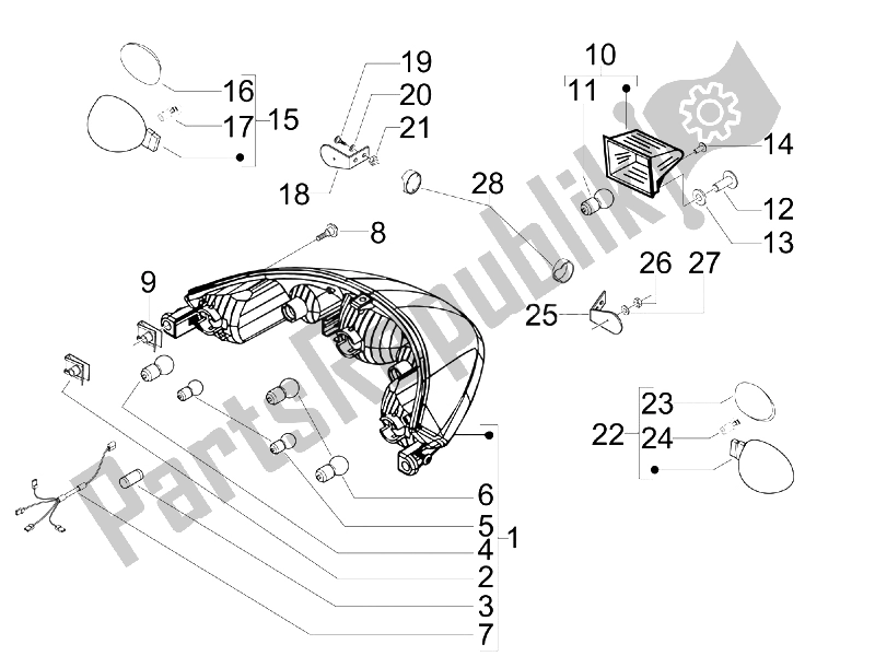 Toutes les pièces pour le Phares Arrière - Clignotants du Piaggio BV 500 Tourer USA 2008