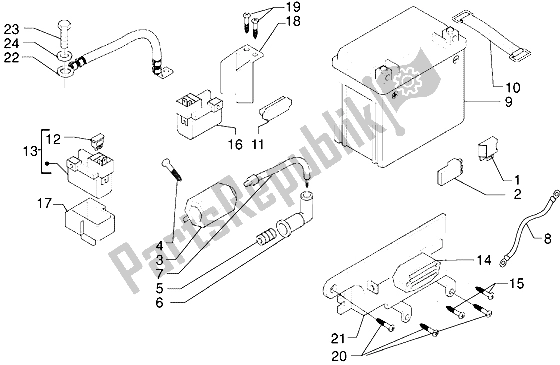 All parts for the Battery of the Piaggio X9 250 2006