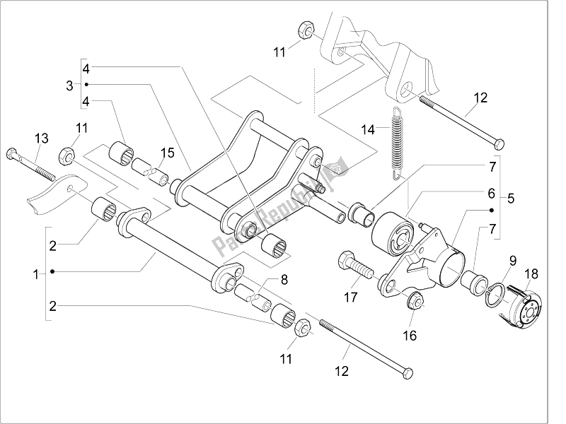 Todas las partes para Brazo Oscilante de Piaggio Liberty 150 4T 3V IE LEM Vietnam 2014