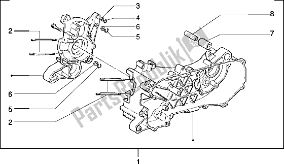 All parts for the Crankcase of the Piaggio Typhoon 125 XR 2003