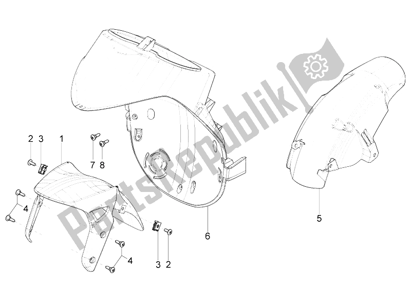 Todas las partes para Carcasa De La Rueda - Guardabarros de Piaggio Typhoon 125 4T 2V E3 2010