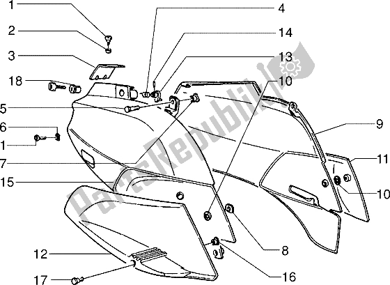 Todas as partes de Tampas Laterais do Piaggio Skipper 125 1995