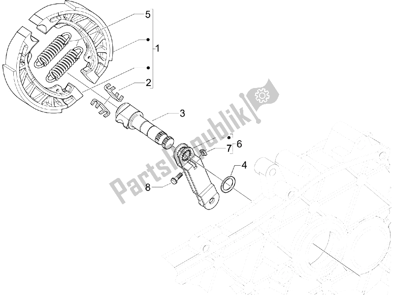 Toutes les pièces pour le Frein Arrière - Mâchoire De Frein du Piaggio Liberty 50 4T PTT B NL 2006