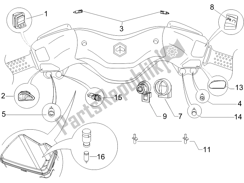 Toutes les pièces pour le Sélecteurs - Interrupteurs - Boutons du Piaggio X EVO 250 Euro 3 2007