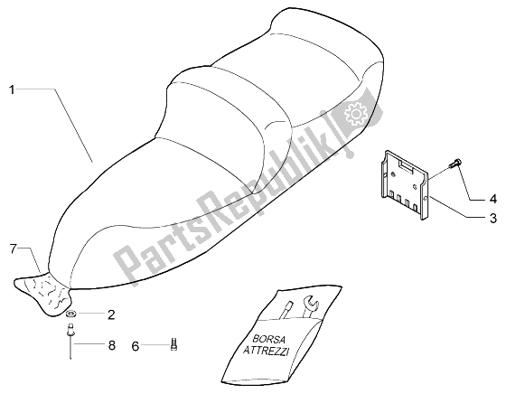 Tutte le parti per il Kit Di Strumenti Da Sella del Piaggio X9 200 Evolution 2004