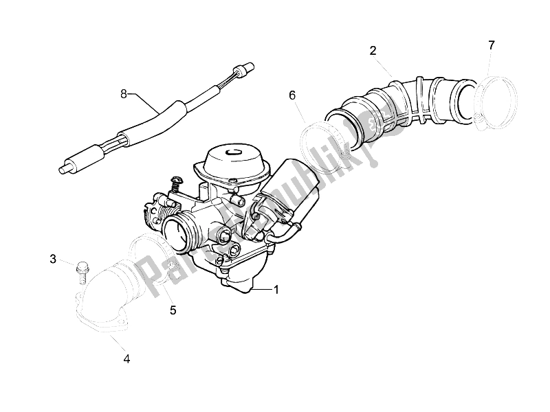 All parts for the Carburettor, Assembly - Union Pipe of the Piaggio Liberty 50 4T Delivery TNT 2009