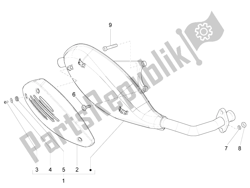 All parts for the Silencer of the Piaggio FLY 50 4T 4V USA 1 2014