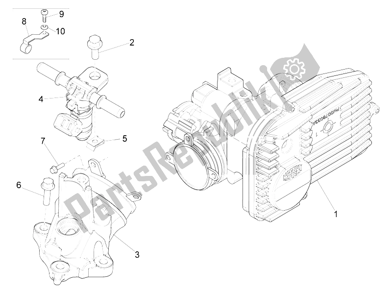Todas las partes para Cuerpo Del Acelerador - Inyector - Tubo De Unión de Piaggio X 10 500 4T 4V I E E3 2012