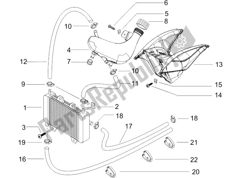 Toutes les pièces pour le Système De Refroidissement du Piaggio NRG Power Pure JET 50 2005