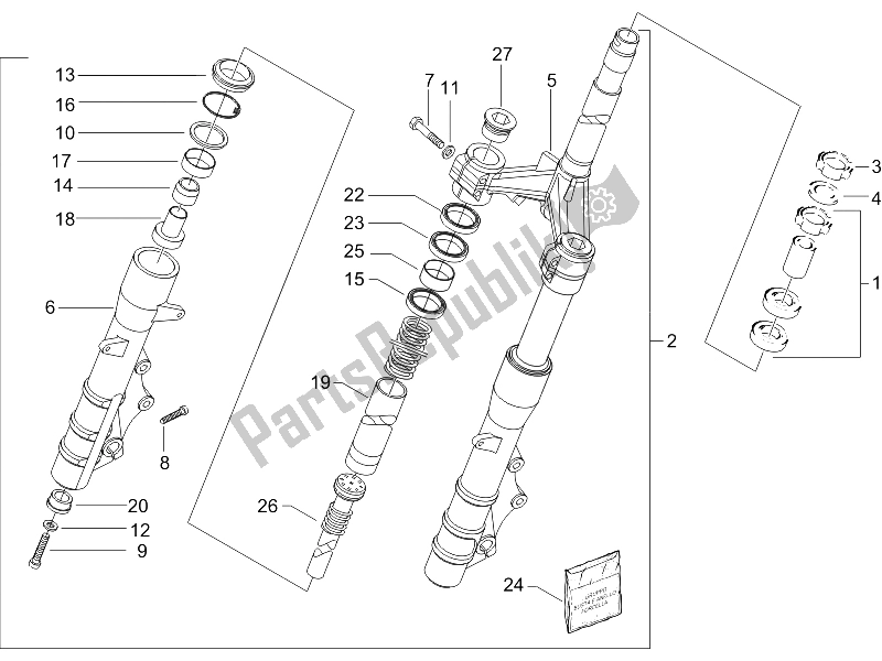 Toutes les pièces pour le Fourche / Tube De Direction - Palier De Direction du Piaggio X9 500 Evolution ABS 2 2006