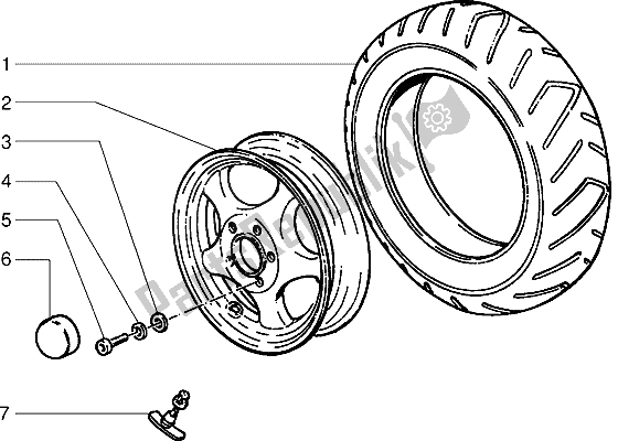 All parts for the Front Wheel of the Piaggio Sfera RST 125 1995