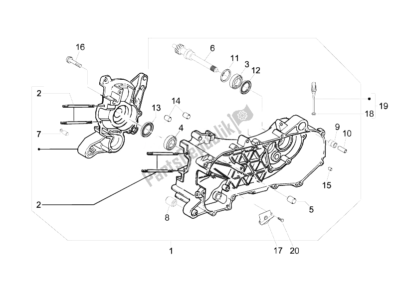 Todas las partes para Caja Del Cigüeñal de Piaggio Liberty 50 4T PTT D 2014