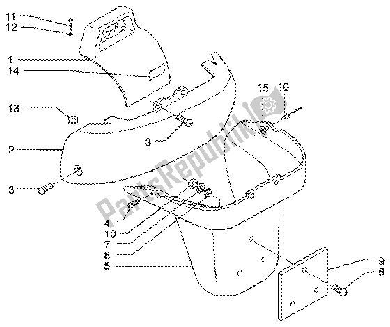 Tutte le parti per il Rivestimenti Posteriori del Piaggio X9 180 Amalfi 2002