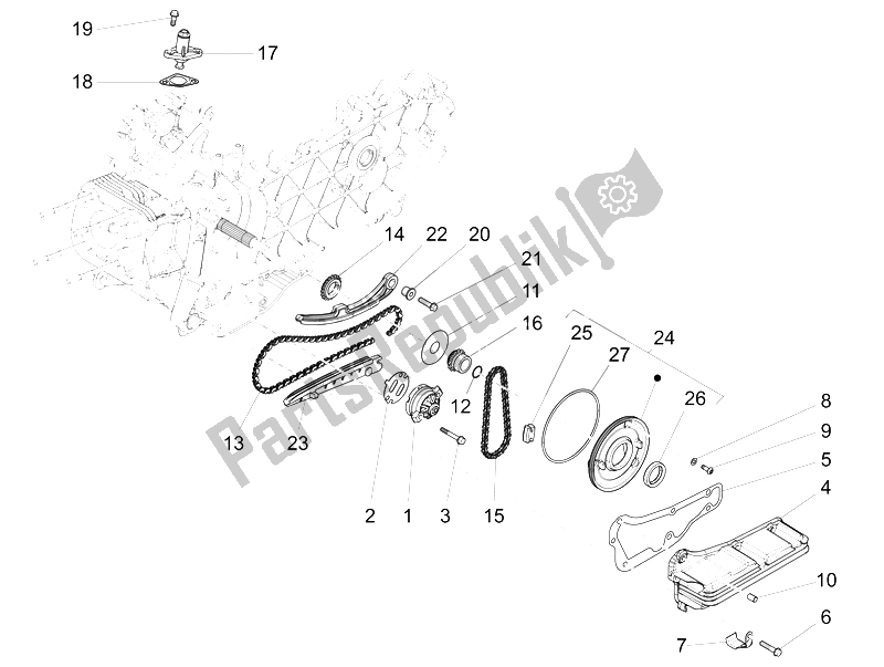 All parts for the Oil Pump of the Piaggio Liberty 125 Iget 4T 3V IE ABS EU 2015