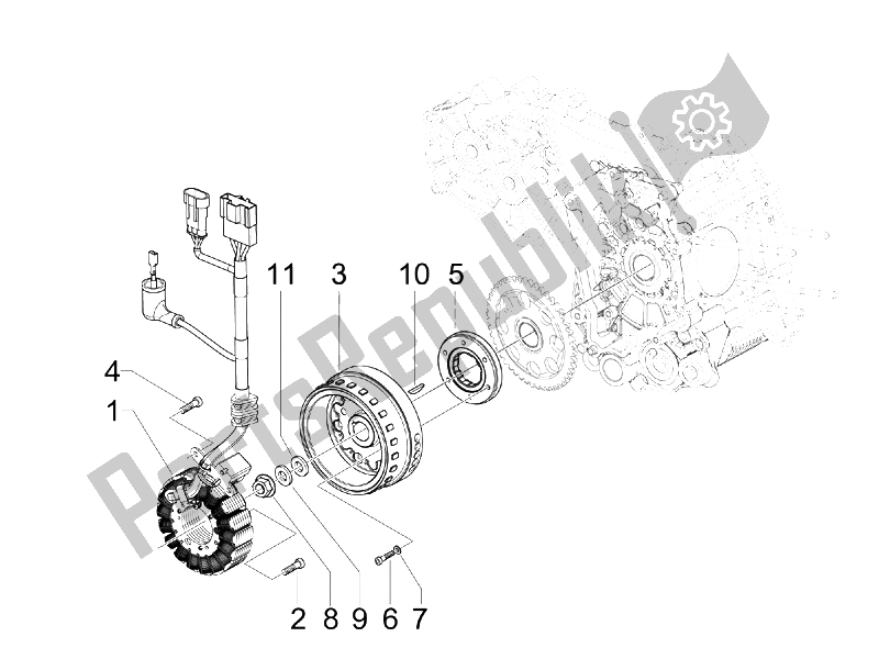 Todas las partes para Volante Magneto de Piaggio MP3 400 IE MIC USA 2009