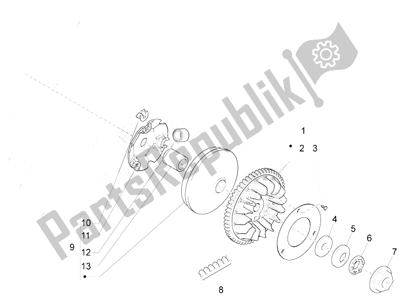 Tutte le parti per il Puleggia Motrice del Piaggio Liberty 150 4T E3 MOC 2009