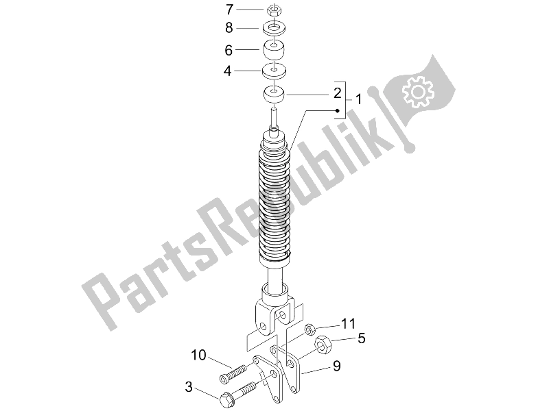 Toutes les pièces pour le Suspension Arrière - Amortisseur / S du Piaggio FLY 125 4T 2006