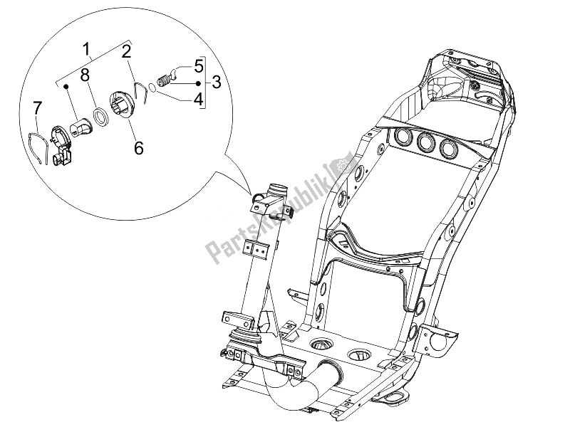 Todas as partes de Fechaduras do Piaggio FLY 125 4T E3 2007
