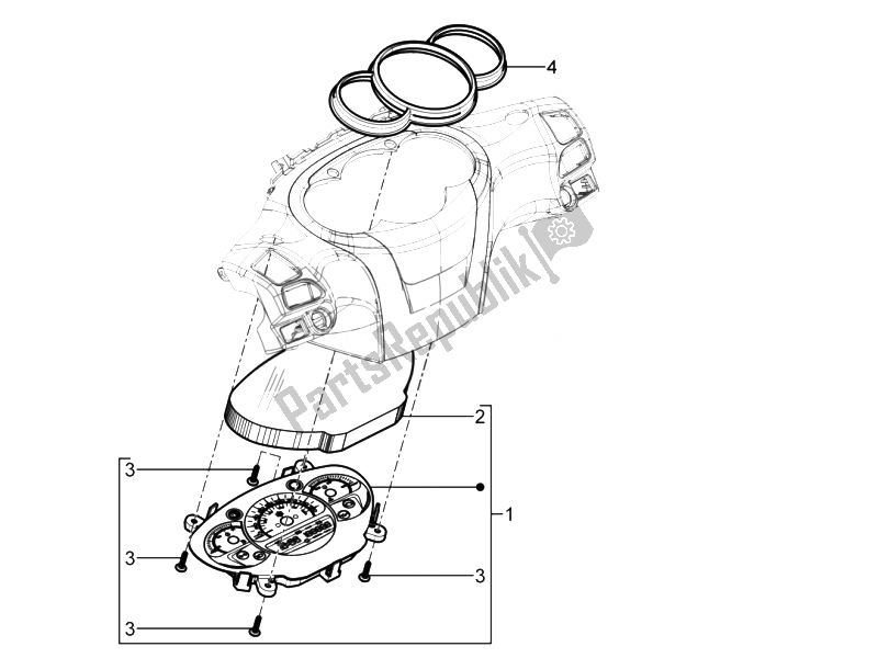 Toutes les pièces pour le Tableau De Bord Combiné du Piaggio Beverly 125 RST 4T 4V IE E3 2010